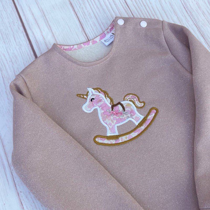 Sweat rose pailleté et liberty Betsy metallic pink