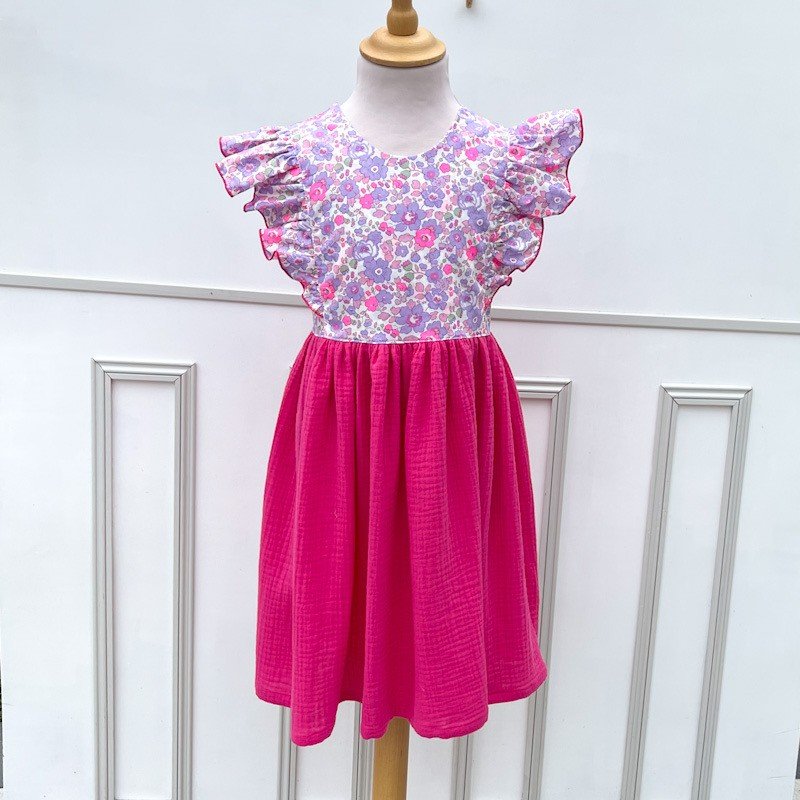 Robe Candice Liberty Betsy néon purple et gaze cyclamen – Image 2
