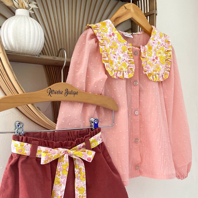 Short Azilis 5 ans velours et Liberty Betsy strawberry lemonade – Image 5