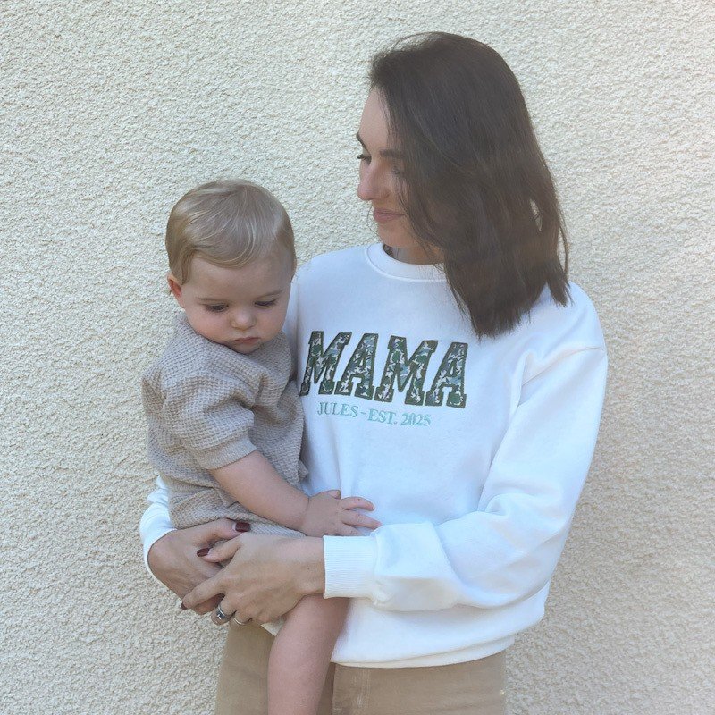 Sweat personnalisé MAMA Poppy diabolo menthe – Image 5