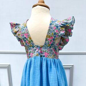 Robe Candice Liberty Poppy stabilo et gaze bleu riviera