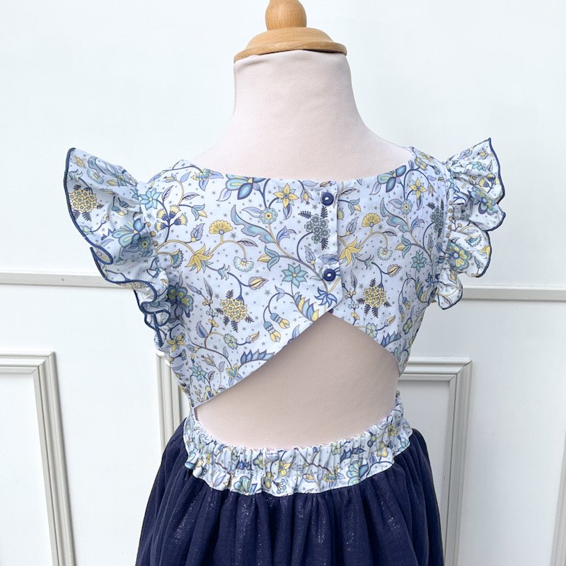 Robe Adèle liberty midnight vine et gaze pailletée bleu nuit – Image 2