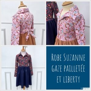 Robe Suzanne gaze pailletée et Liberty Exclu France/Belgique