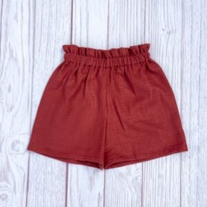 Short Rosalie gaze de coton pailletée terracotta