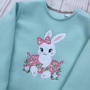 Sweat molleton vert d'eau et liberty Wiltshire seafoam