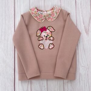 Sweat rose pailleté et liberty Betsy rose vanille glitter