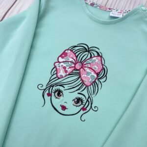 Sweat léger mint et liberty Betsy pétale irisé
