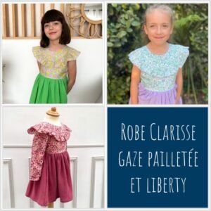 Robe Clarisse gaze pailletée et Liberty Classique