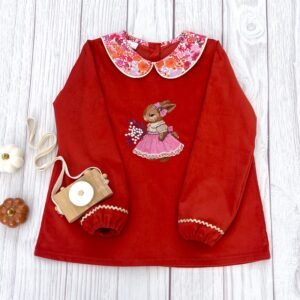 Blouse Madame lapin velours col Liberty Margaret Annie Hibiscus