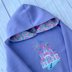 Sweat à capuche parme et liberty Betsy berry néon delight