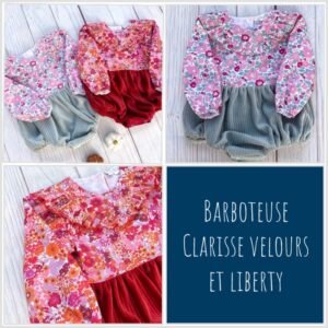 Barboteuse Clarisse velours et liberty Classique