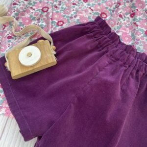 Short Rosalie velours léger aubergine