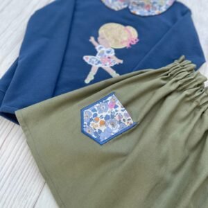 Jupe Louisette lin/viscose kaki et Liberty Betsy lavender