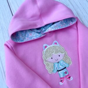 Sweat à capuche rose bonbon et liberty Betsy kiss