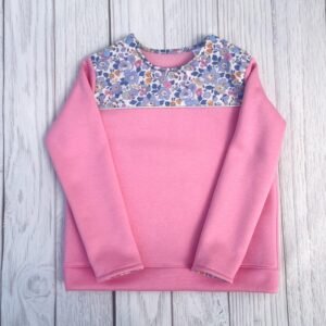 Sweat molletonné rose bonbon et liberty Betsy lavender