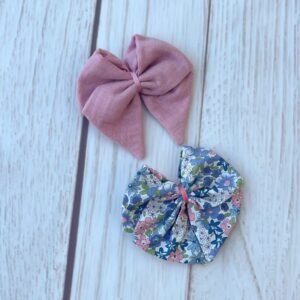 Duo de barrettes gaze pailletée et popeline fleurie (numéro14)