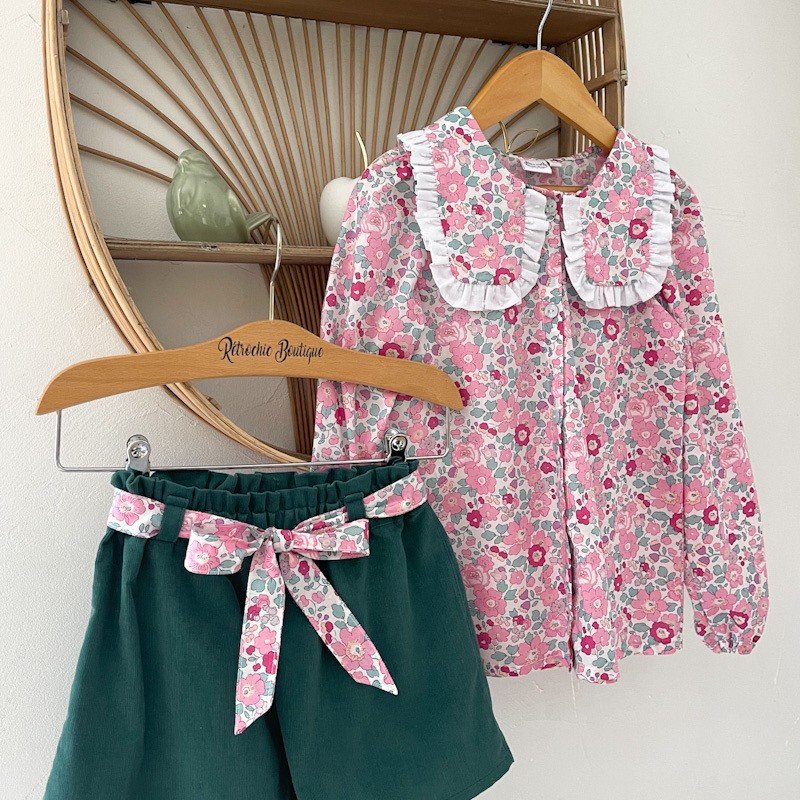 Short Azilis velours et Liberty Betsy pétale irisé – Image 2