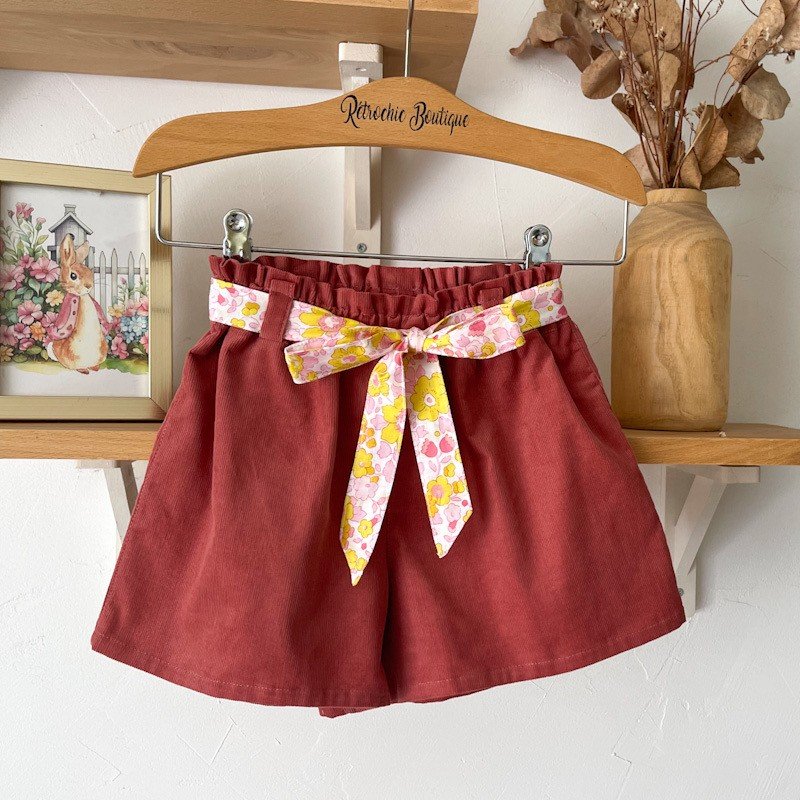 Short Azilis velours et Liberty Betsy strawberry lemonade