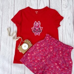 Ensemble short Betsy candy kiss et tshirt brodé assorti 8 ans