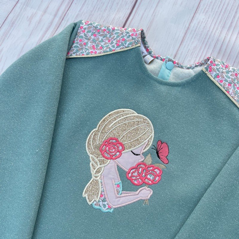 Sweat céladon pailleté et Colleen's orchard fluo 10 ans – Image 2