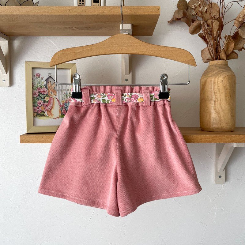 Short Azilis velours et Liberty Betsy pêche fluo – Image 3