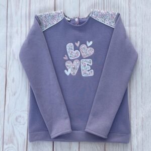 Sweat molleton parme et liberty Wiltshire jacinthe LOVE